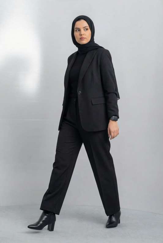 Black Wide-Leg Trousers - Elegant High-Waisted Dress Pants
