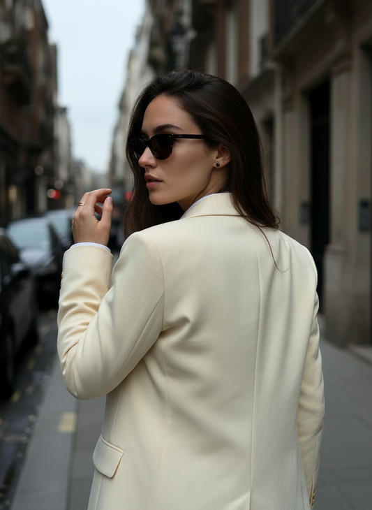 Beige Tailored Blazer - Sophisticated Women's Power Blazer