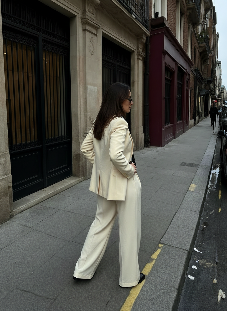 Beige Straight-Leg Trousers - Elegant High-Waisted Dress Pants