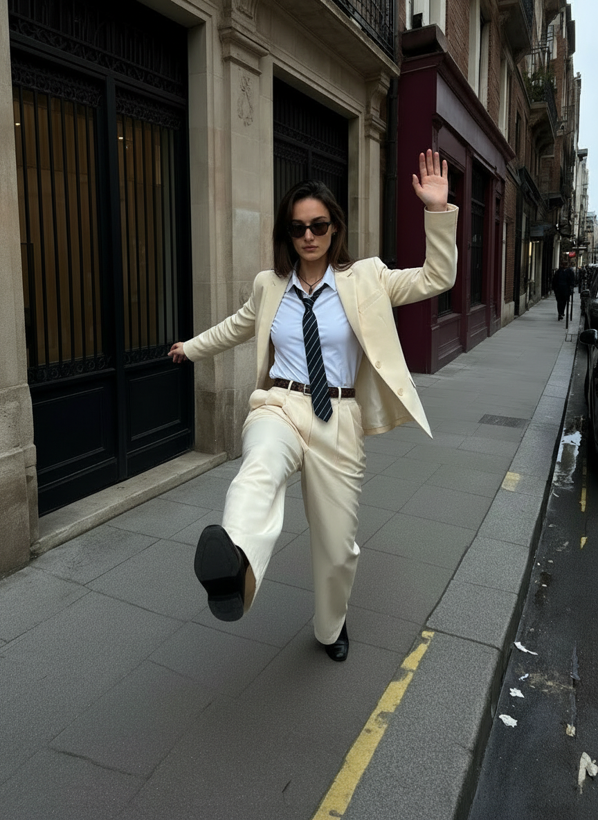 Beige Straight-Leg Trousers - Elegant High-Waisted Dress Pants