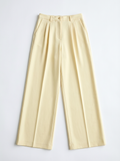 Beige Straight-Leg Trousers - Elegant High-Waisted Dress Pants