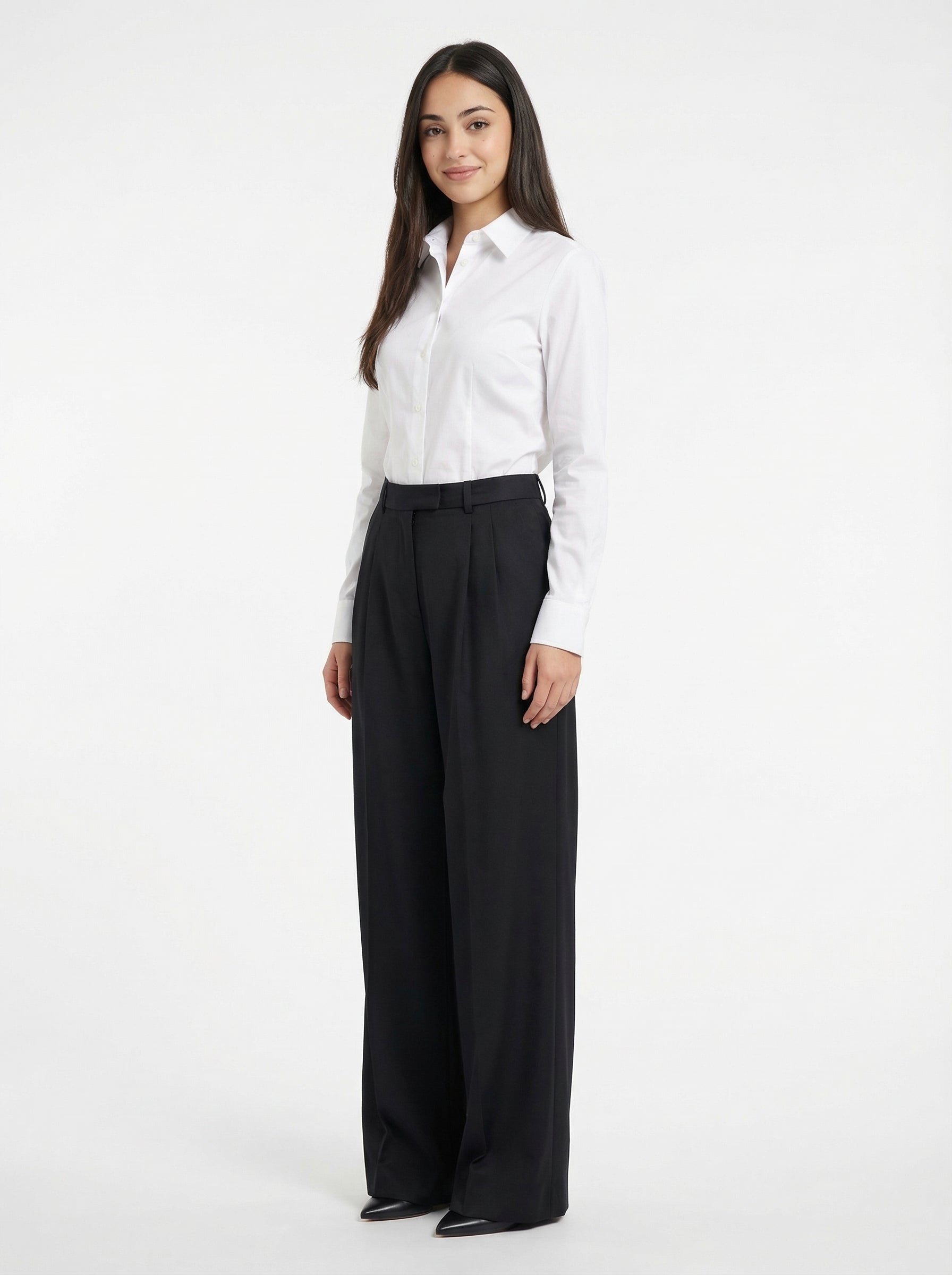 Black Wide-Leg Trousers - Elegant High-Waisted Dress Pants