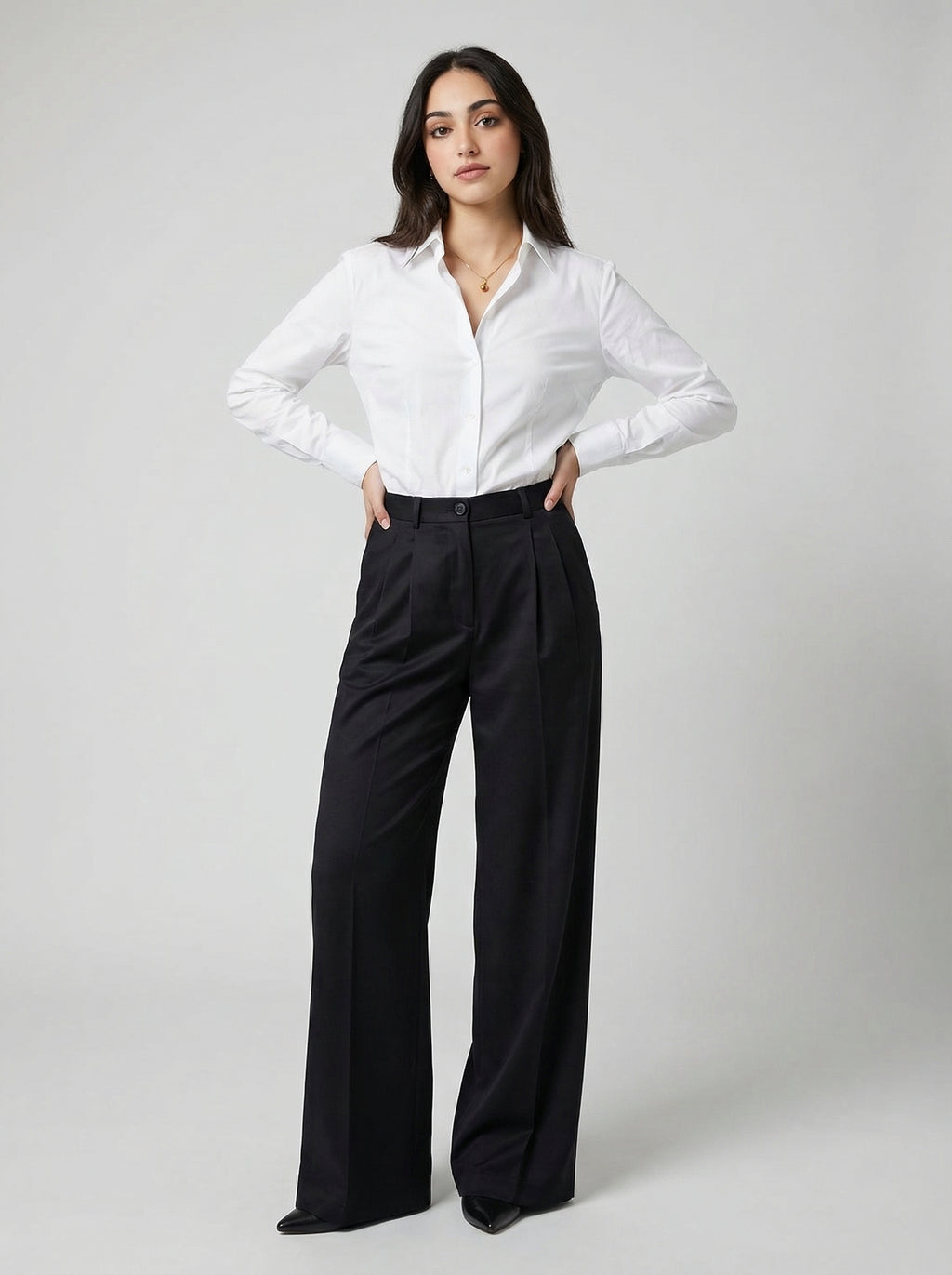 Black Wide-Leg Trousers - Elegant High-Waisted Dress Pants
