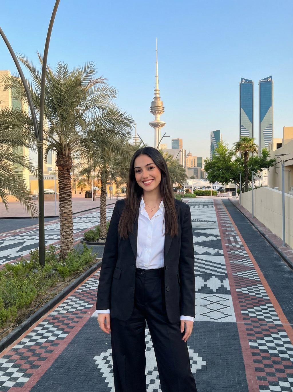 Black Power Suit Set - Tailored Blazer & Wide-Leg Trousers