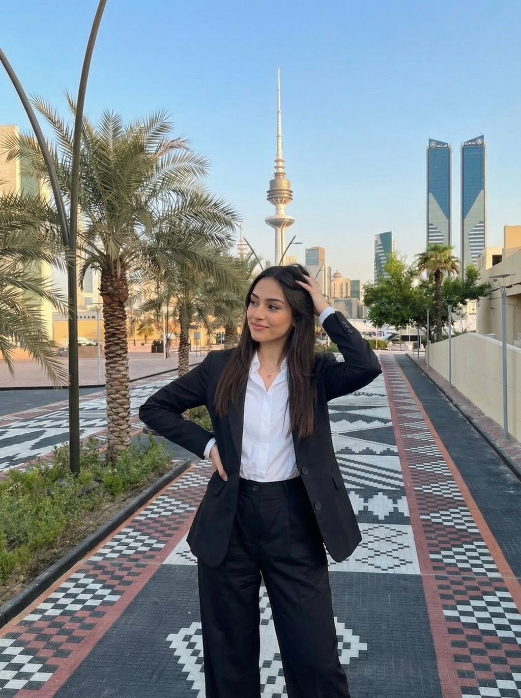 Black Power Suit Set - Tailored Blazer & Wide-Leg Trousers