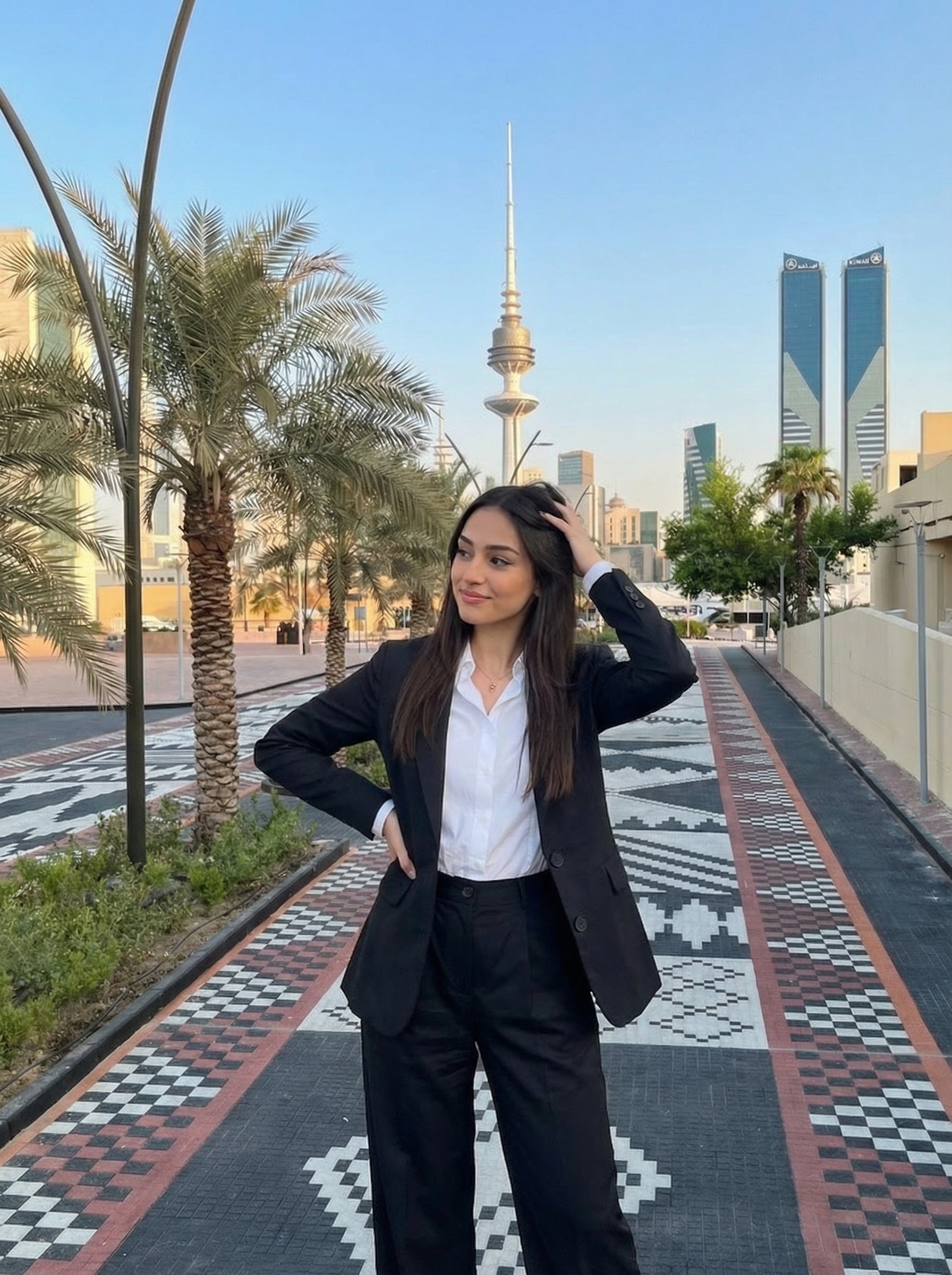 Black Power Suit Set - Tailored Blazer & Wide-Leg Trousers